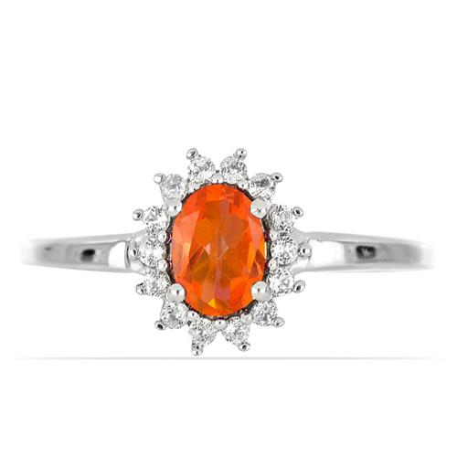 BUY NATURAL PADPARADSCHA QUARTZ GEMSTONE HALO RING IN 925 STERLING SILVER